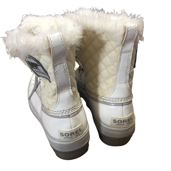 Sorel Torino White Gray Fur quilted Winter Boots size 6 waterproof - Picture 6 of 12